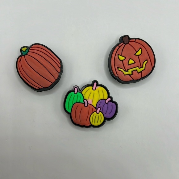 Pumpkin Autumn Jibitz Crocs Shoe Charm Set of 3 - Picture 1 of 2